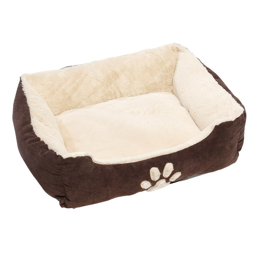 Petnic - Hundebett ca. 60x48x18 cm - Beige - Plüsch flauschig mit Rand weich für kleine bis mittelgroße Hunde Katzenbett Hundekissen Haustierbett eckig ca. 60x50 cm - Murago