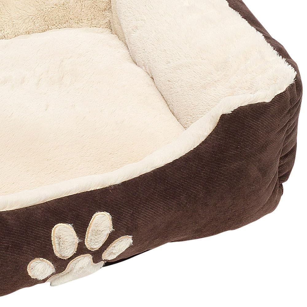 Petnic - Hundebett ca. 60x48x18 cm - Beige - Plüsch flauschig mit Rand weich für kleine bis mittelgroße Hunde Katzenbett Hundekissen Haustierbett eckig ca. 60x50 cm - Murago