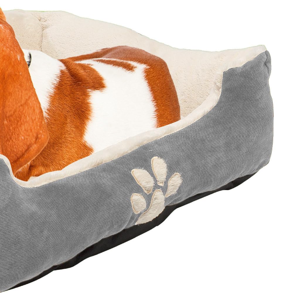 Petnic - Hundebett ca. 60x48x18 cm - Beige - Plüsch flauschig mit Rand weich für kleine bis mittelgroße Hunde Katzenbett Hundekissen Haustierbett eckig ca. 60x50 cm - Murago
