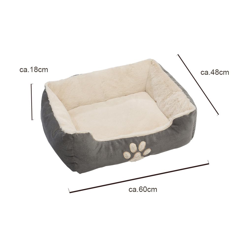 Petnic - Hundebett ca. 60x48x18 cm - Beige - Plüsch flauschig mit Rand weich für kleine bis mittelgroße Hunde Katzenbett Hundekissen Haustierbett eckig ca. 60x50 cm - Murago