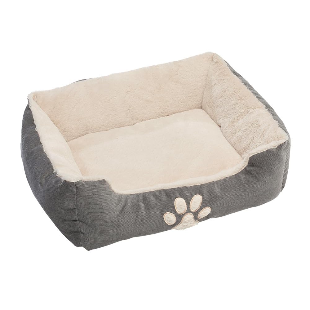 Petnic - Hundebett ca. 60x48x18 cm - Beige - Plüsch flauschig mit Rand weich für kleine bis mittelgroße Hunde Katzenbett Hundekissen Haustierbett eckig ca. 60x50 cm - Murago