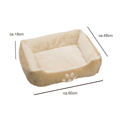 Petnic - Hundebett ca. 60x48x18 cm - Beige - Plüsch flauschig mit Rand weich für kleine bis mittelgroße Hunde Katzenbett Hundekissen Haustierbett eckig ca. 60x50 cm - Murago