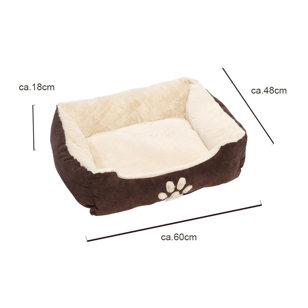 Petnic - Hundebett ca. 60x48x18 cm - Beige - Plüsch flauschig mit Rand weich für kleine bis mittelgroße Hunde Katzenbett Hundekissen Haustierbett eckig ca. 60x50 cm - Murago