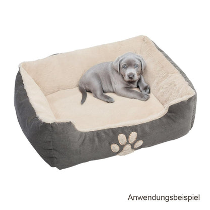 Petnic - Hundebett ca. 60x48x18 cm - Beige - Plüsch flauschig mit Rand weich für kleine bis mittelgroße Hunde Katzenbett Hundekissen Haustierbett eckig ca. 60x50 cm - Murago