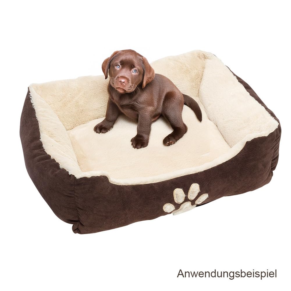Petnic - Hundebett ca. 60x48x18 cm - Beige - Plüsch flauschig mit Rand weich für kleine bis mittelgroße Hunde Katzenbett Hundekissen Haustierbett eckig ca. 60x50 cm - Murago
