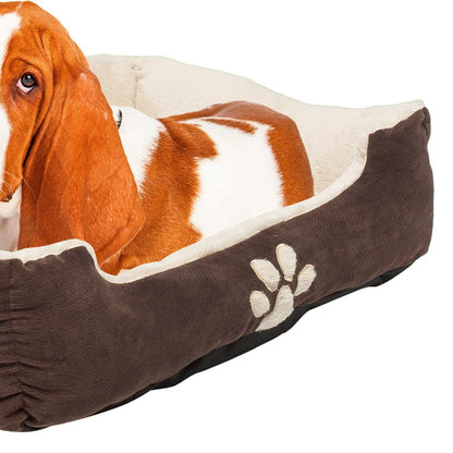 Petnic - Hundebett ca. 60x48x18 cm - Beige - Plüsch flauschig mit Rand weich für kleine bis mittelgroße Hunde Katzenbett Hundekissen Haustierbett eckig ca. 60x50 cm - Murago