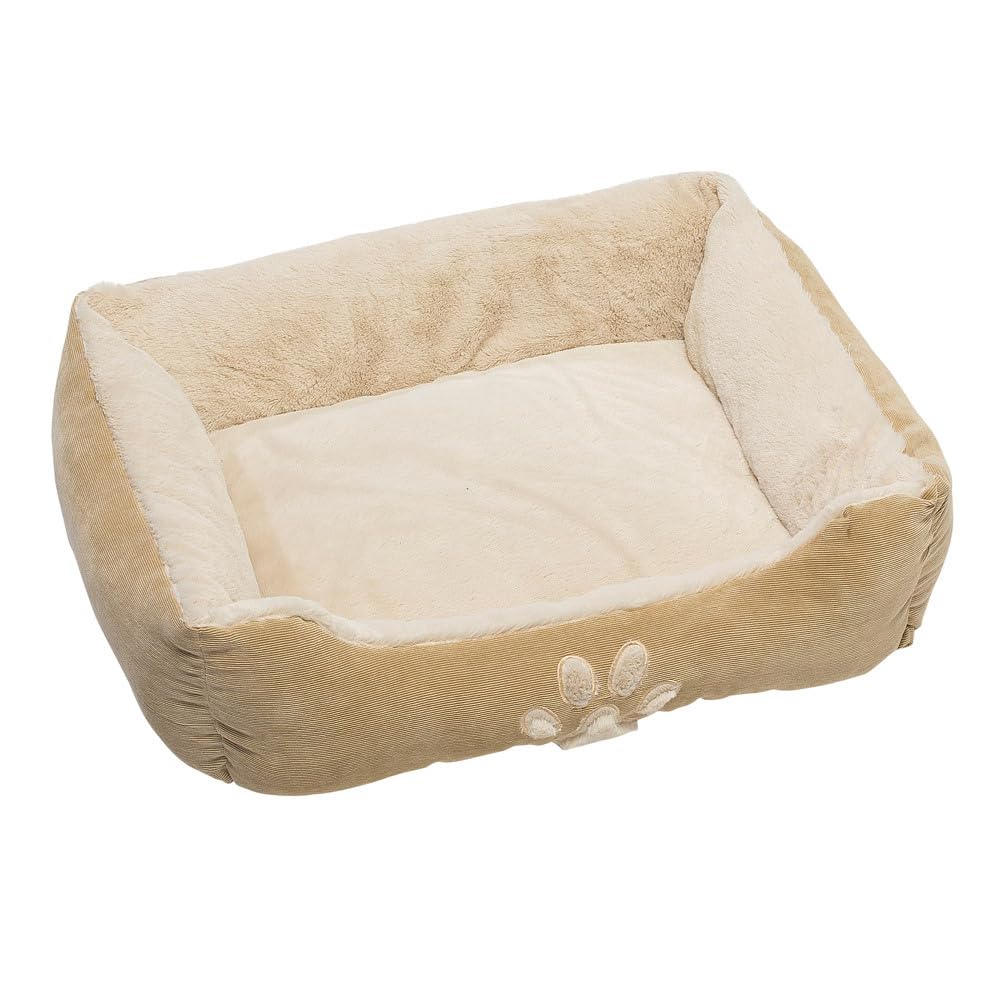 Petnic - Hundebett ca. 60x48x18 cm - Beige - Plüsch flauschig mit Rand weich für kleine bis mittelgroße Hunde Katzenbett Hundekissen Haustierbett eckig ca. 60x50 cm - Murago