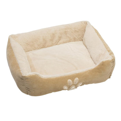 Petnic - Hundebett ca. 60x48x18 cm - Beige - Plüsch flauschig mit Rand weich für kleine bis mittelgroße Hunde Katzenbett Hundekissen Haustierbett eckig ca. 60x50 cm - Murago