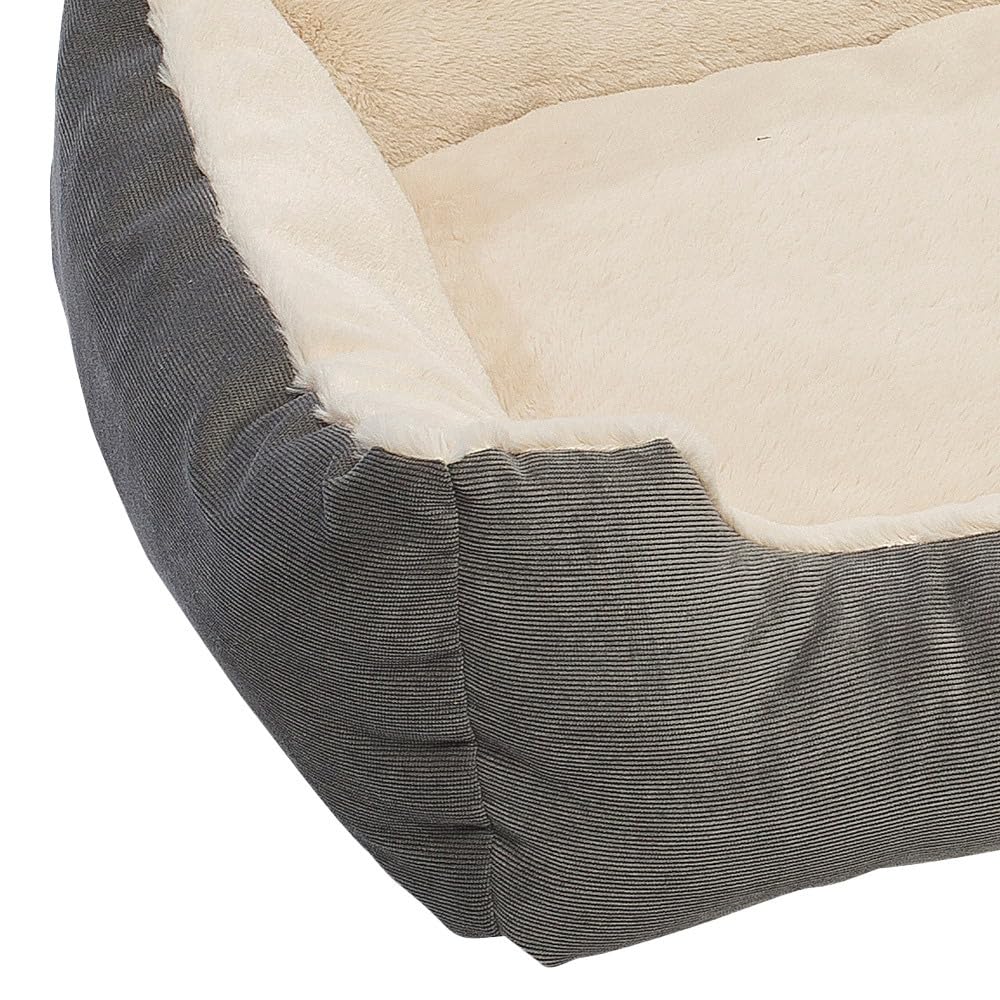 Petnic - Hundebett ca. 60x48x18 cm - Beige - Plüsch flauschig mit Rand weich für kleine bis mittelgroße Hunde Katzenbett Hundekissen Haustierbett eckig ca. 60x50 cm - Murago