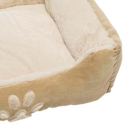 Petnic - Hundebett ca. 60x48x18 cm - Beige - Plüsch flauschig mit Rand weich für kleine bis mittelgroße Hunde Katzenbett Hundekissen Haustierbett eckig ca. 60x50 cm - Murago