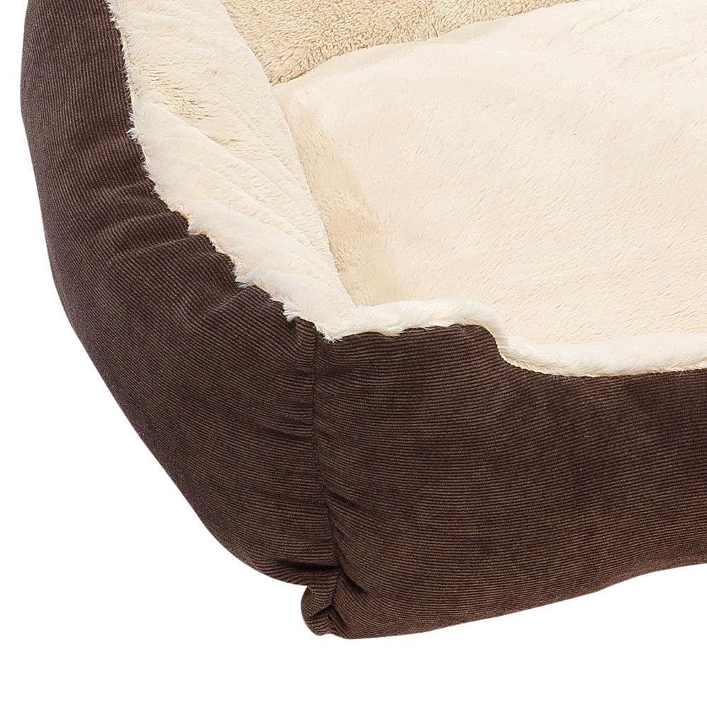 Petnic - Hundebett ca. 60x48x18 cm - Beige - Plüsch flauschig mit Rand weich für kleine bis mittelgroße Hunde Katzenbett Hundekissen Haustierbett eckig ca. 60x50 cm - Murago