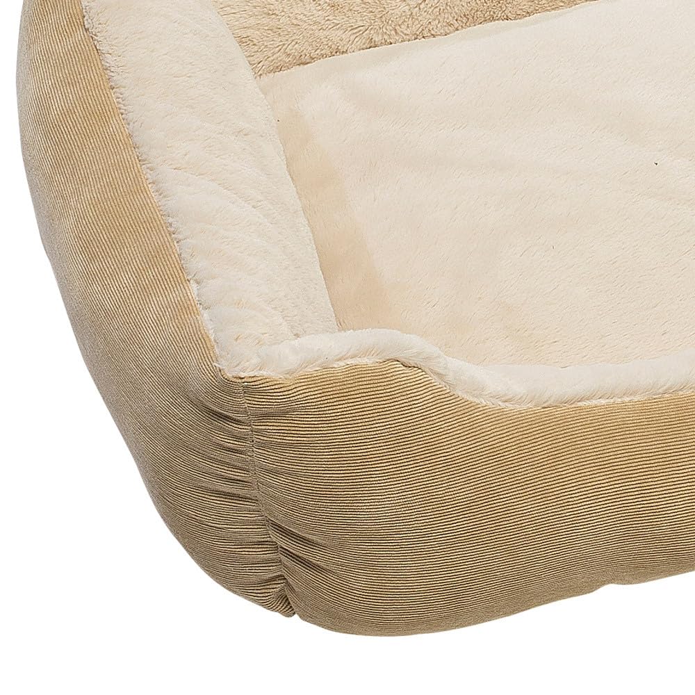 Petnic - Hundebett ca. 60x48x18 cm - Beige - Plüsch flauschig mit Rand weich für kleine bis mittelgroße Hunde Katzenbett Hundekissen Haustierbett eckig ca. 60x50 cm - Murago